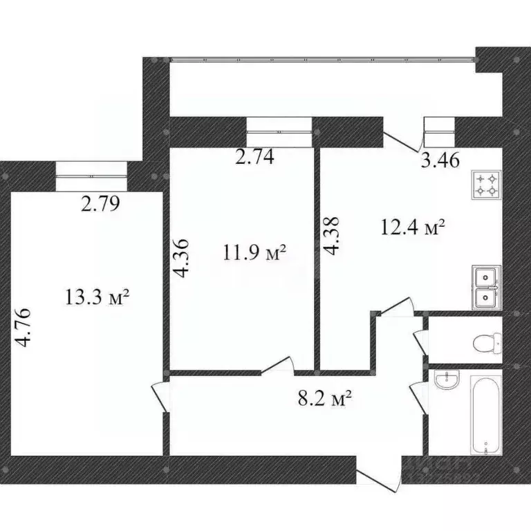 2-к кв. Вологодская область, Вологда Новгородская ул., 9 (49.4 м) - Фото 2