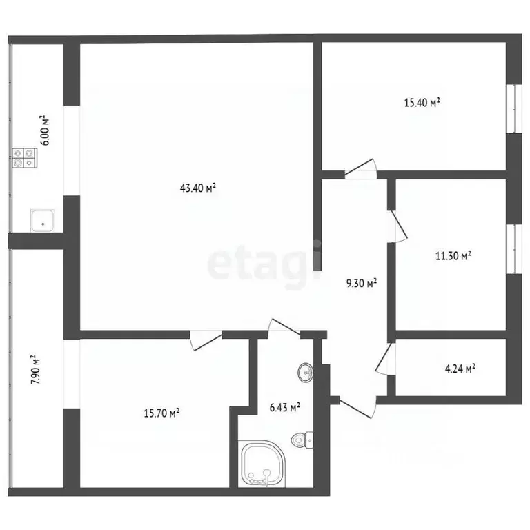 3-к кв. Тюменская область, Тюмень Мельничная ул., 83 (122.7 м) - Фото 2