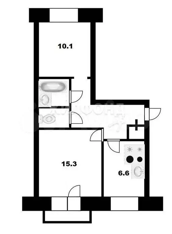 2-к. квартира, 44 м, 4/5 эт. - Фото 0