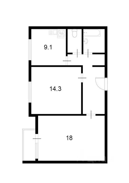 2-к кв. Москва просп. Вернадского, 109 (53.8 м) - Фото 2