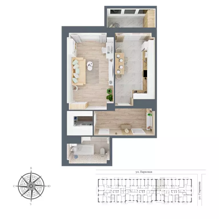 1-к кв. Карачаево-Черкесия, Черкесск Парковая ул., 10 (57.91 м) - Фото 1