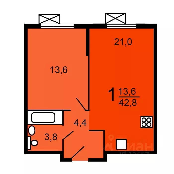 2-к кв. Москва Красноказарменная ул., 15к2 (41.2 м) - Фото 2