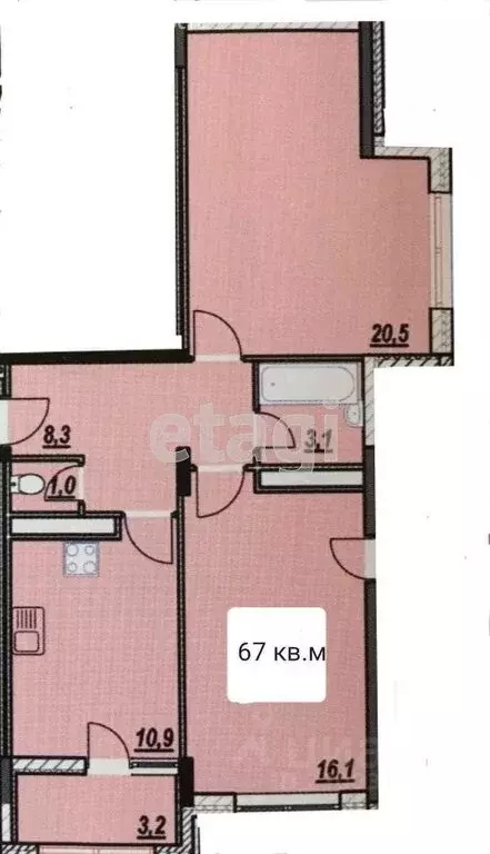 2-комнатная квартира: Анапа, Промышленная улица, 11В (67 м) - Фото 1