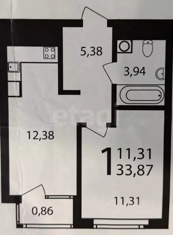 2-к кв. Башкортостан, Уфа ул. Энтузиастов, 15 (33.1 м) - Фото 1