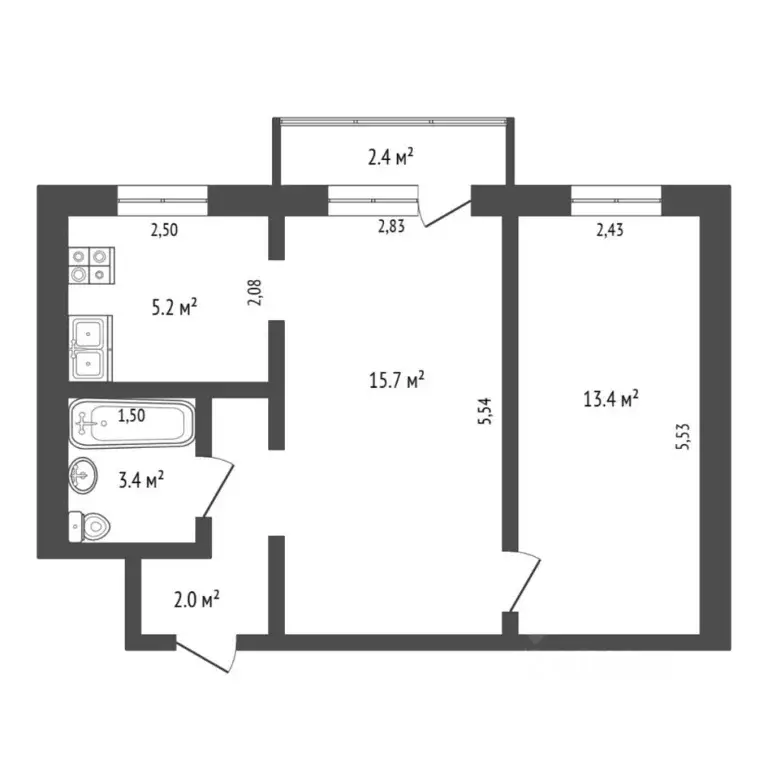2-к кв. Тюменская область, Тюмень ул. Республики, 175 (41.9 м) - Фото 2