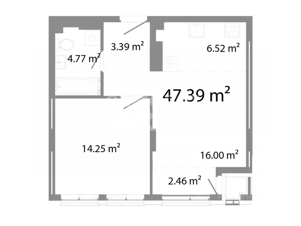 2-к кв. Челябинская область, Челябинск ул. Худякова, 18 (47.39 м) - Фото 2