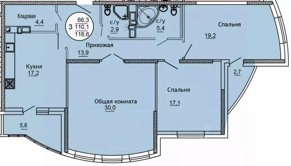 3-к кв. Краснодарский край, Краснодар ул. Черниговская, 1 (118.0 м) - Фото 1