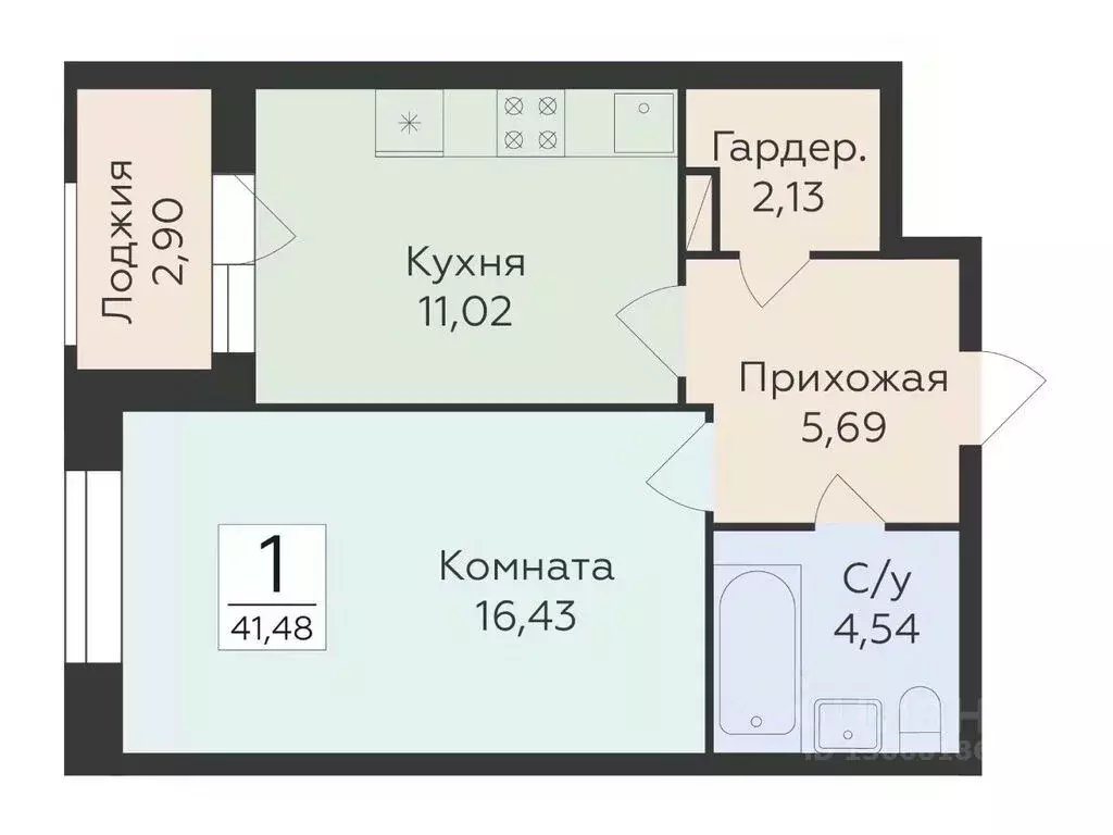 1-к кв. Воронежская область, Воронеж ул. Матросова, 60 (41.48 м) - Фото 0