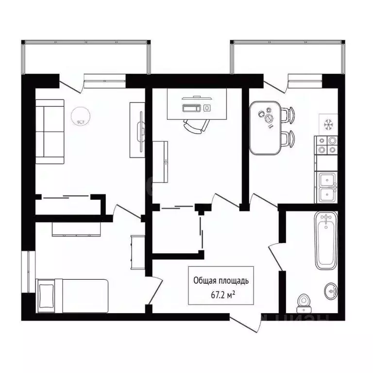 3-к кв. Новосибирская область, Новосибирск Военная ул., 16 (67.2 м) - Фото 2