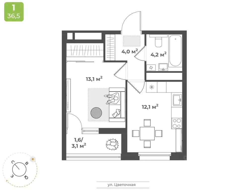 1-к кв. Тверская область, Тверь Соминка мкр,  (35.0 м) - Фото 0