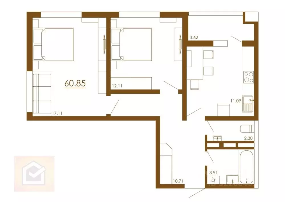 2-к кв. Крым, Симферопольский район, Мирновское с/пос, с. Белоглинка ... - Фото 1