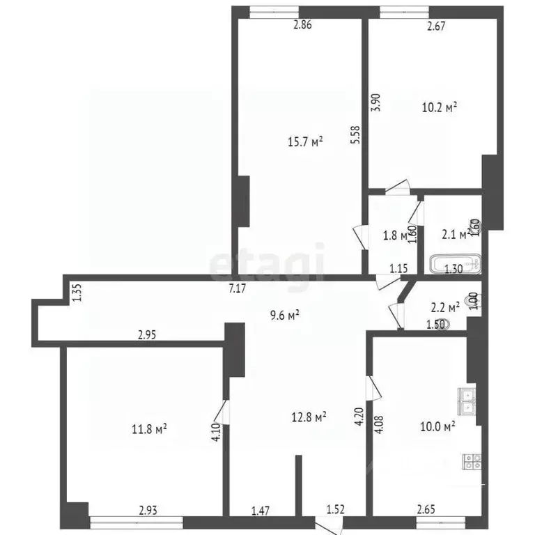 3-к кв. Крым, Евпатория ул. Интернациональная, 133 (76.2 м) - Фото 1