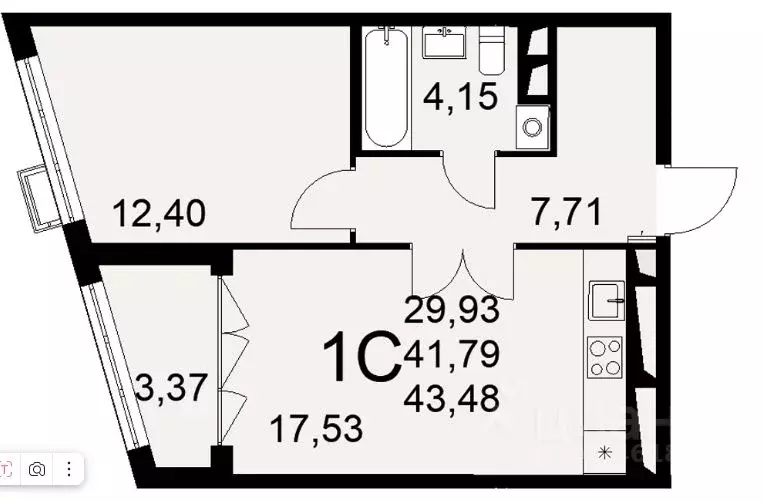 1-к кв. Тульская область, Тула ул. Коминтерна, 44 (43.48 м) - Фото 1
