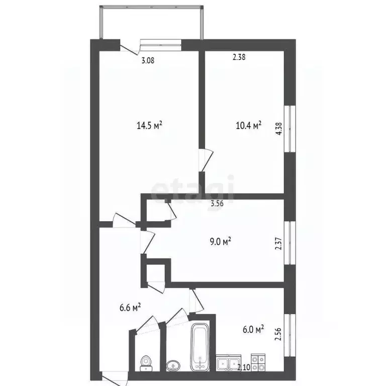 3-к кв. Пермский край, Чернушка Юбилейная ул., 24 (51.0 м) - Фото 2