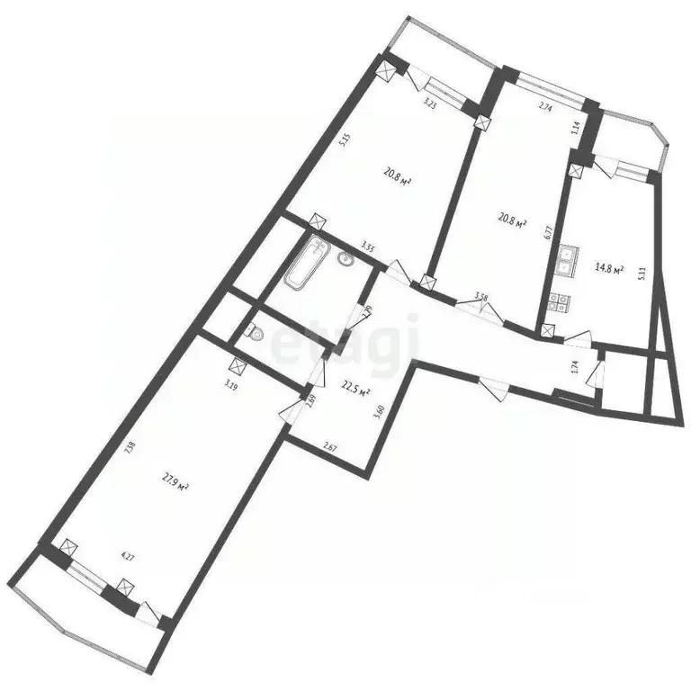 3-к кв. Белгородская область, Белгород Академическая ул., 23а (119.7 ... - Фото 0