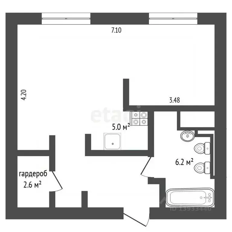 Студия Тюменская область, Тюмень Ямская ул., 86 (42.7 м) - Фото 2