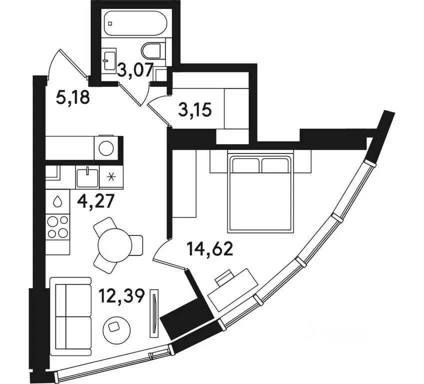 1-к кв. Москва ул. Сокольнический Вал, 2АС1 (42.68 м) - Фото 0