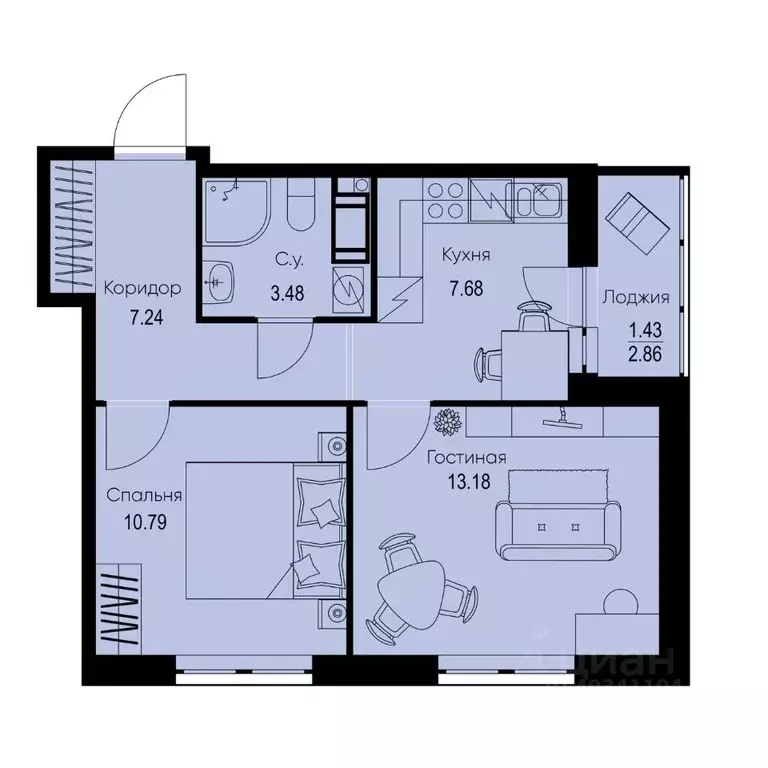 2-к кв. Ленинградская область, Всеволожский район, Заневское городское ... - Фото 1