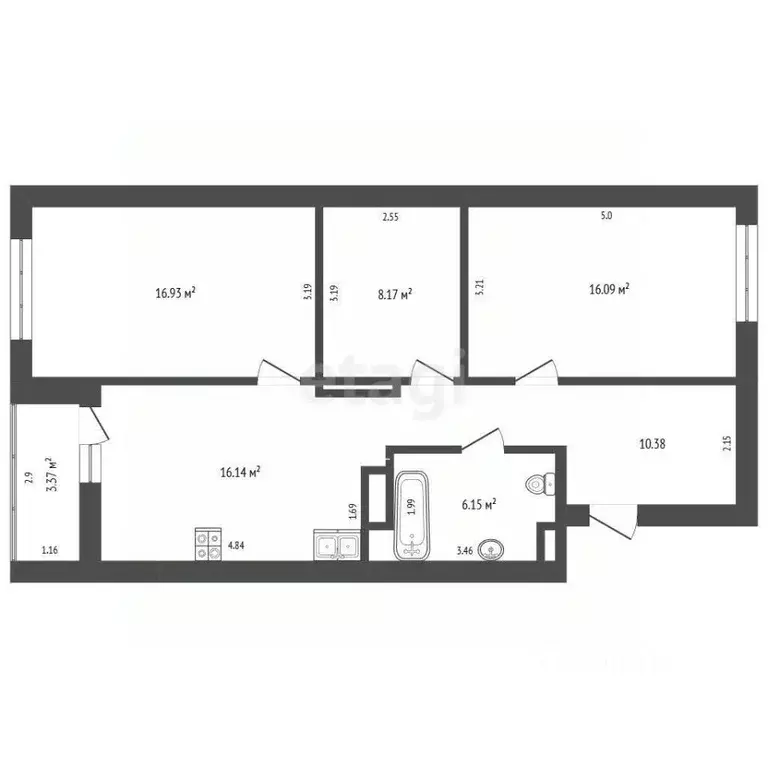 2-к кв. Самарская область, Самара Осетинская ул., 18 (76.3 м) - Фото 2