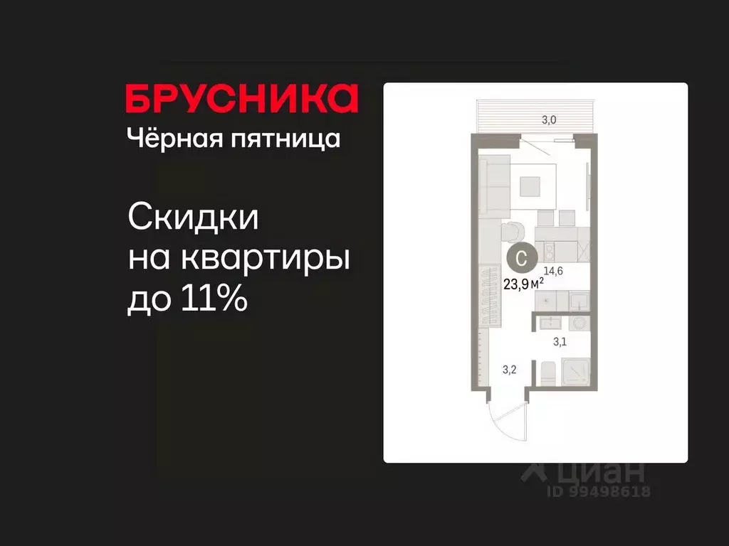 Студия Курганская область, Курган Центральный жилрайон, Дом Кино жилой ... - Фото 1