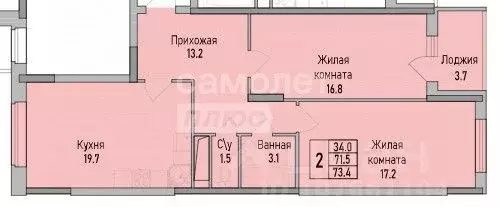 2-к кв. Липецкая область, Липецк ул. Тельмана (73.4 м) - Фото 2