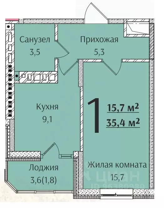 1-к кв. Ростовская область, Батайск  (35.4 м) - Фото 0