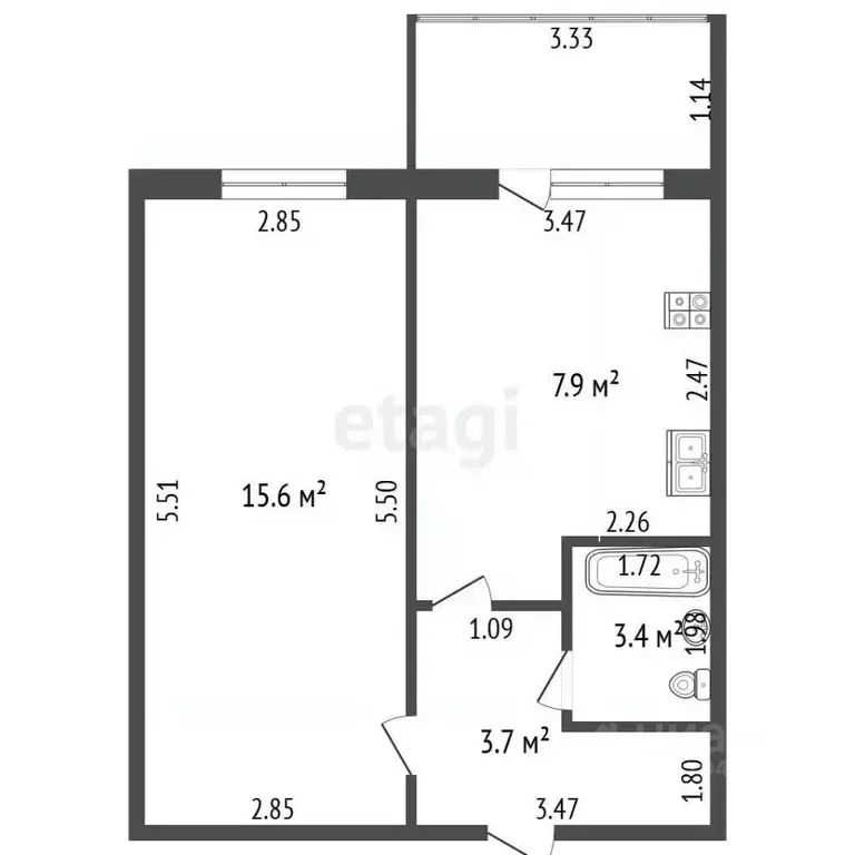 1-к кв. Мордовия, Саранск ул. Щорса, 41 (33.6 м) - Фото 1