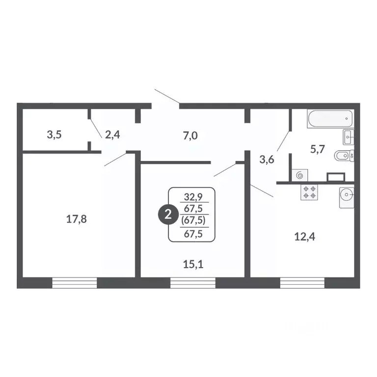 2-к кв. Кировская область, Киров  (67.5 м) - Фото 0