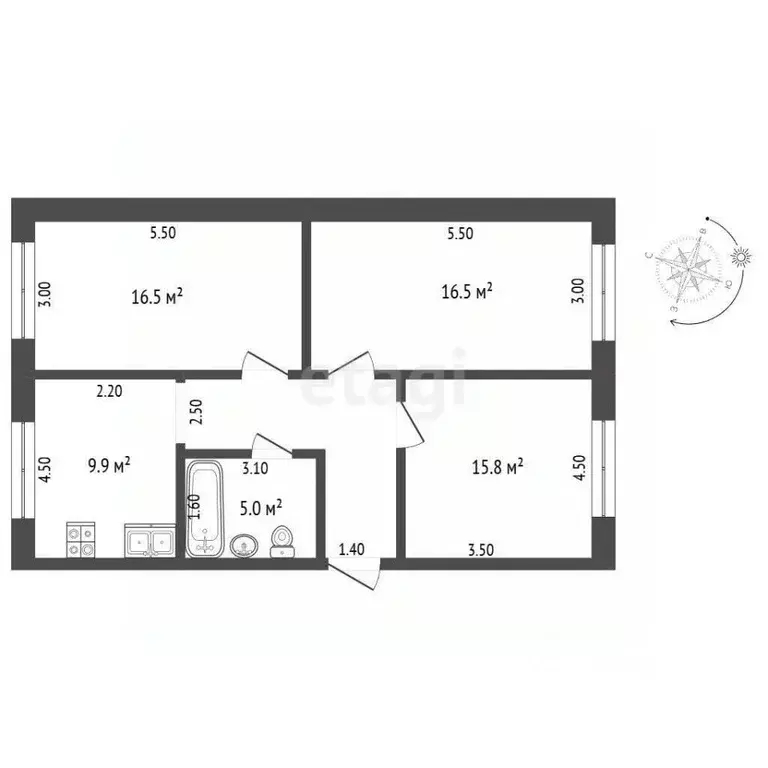 3-к кв. Крым, Феодосия ул. Горького, 2 (73.1 м) - Фото 2