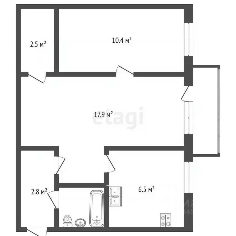 2-к кв. Челябинская область, Челябинск ул. Цвиллинга, 47Б (40.4 м) - Фото 1