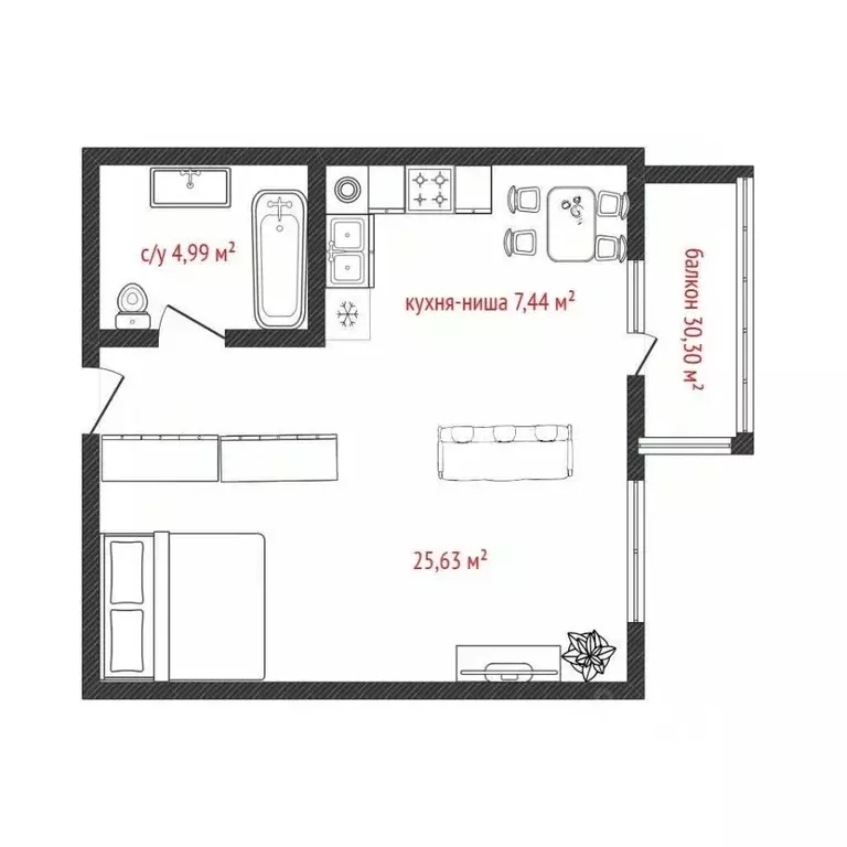 Студия Смоленская область, Смоленск ул. Александра Степанова, 12 (37.8 ... - Фото 1