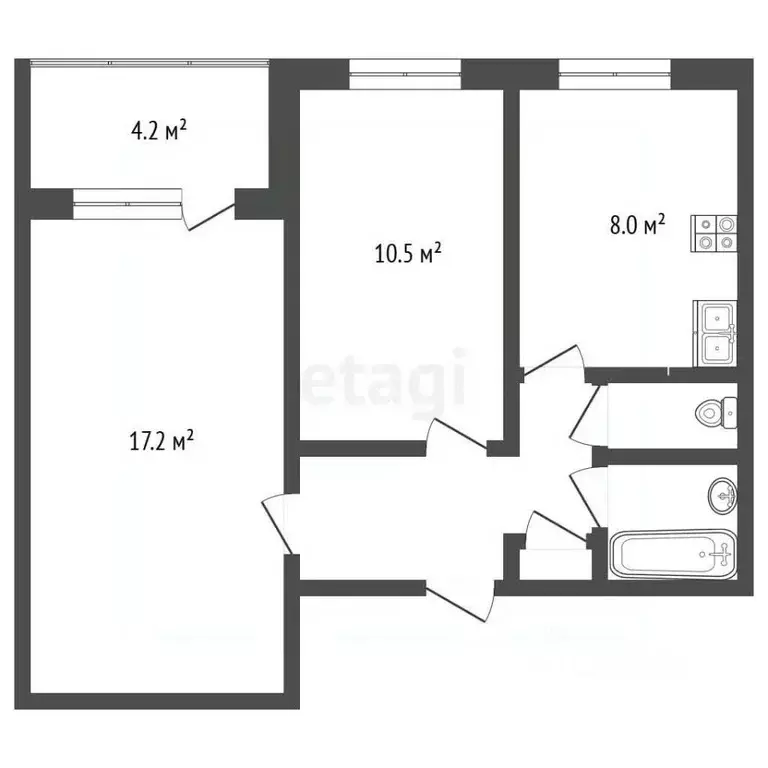 2-к кв. Самарская область, Самара Ташкентская ул., 118 (48.5 м) - Фото 2
