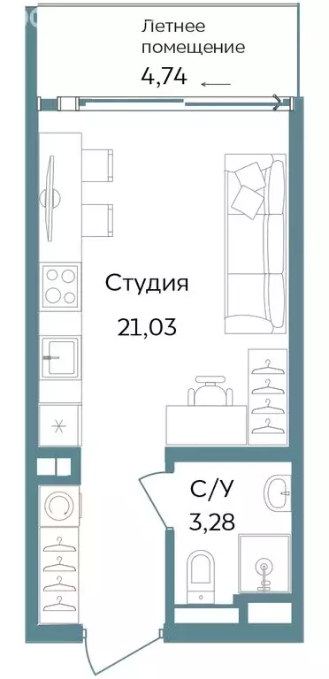 Квартира-студия: Республика Крым, Саки (29.05 м) - Фото 1