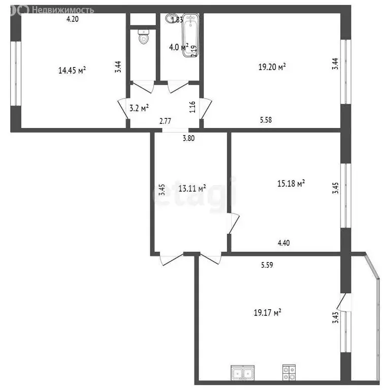 3-комнатная квартира: Тюмень, улица Павла Шарова, 23А (86.7 м) - Фото 1