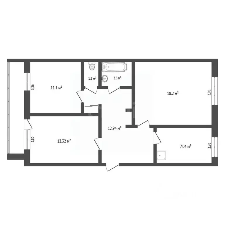 3-к кв. Амурская область, Завитинск Комсомольская ул., 142 (65.4 м) - Фото 2