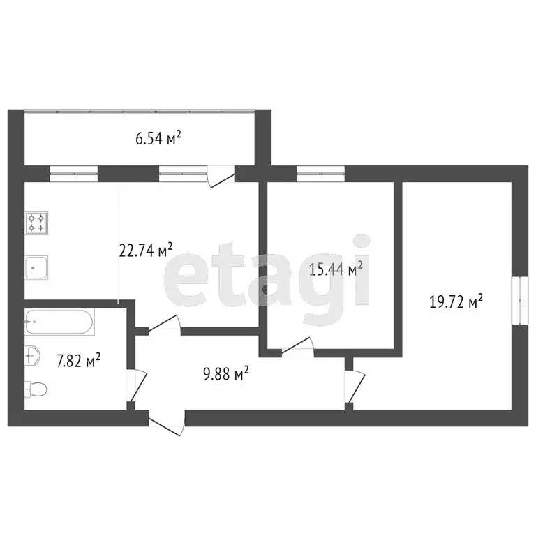 2-комнатная квартира: Тюмень, улица Революции, 228к4 (74 м) - Фото 1