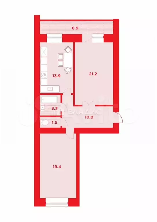 2-к. квартира, 74 м, 3/15 эт. - Фото 1