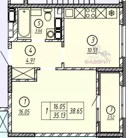 Продаётся 1-к квартира, 38.65 м - Фото 1