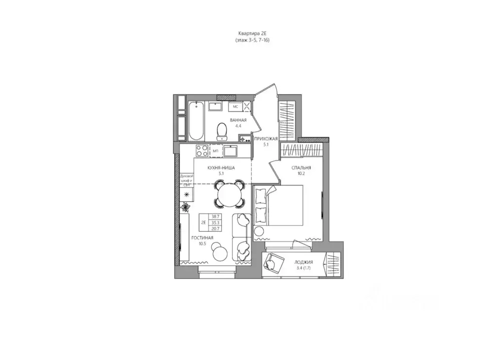 2-к кв. Пермский край, д. Кондратово ул. Водопроводная, 5 (37.0 м) - Фото 1