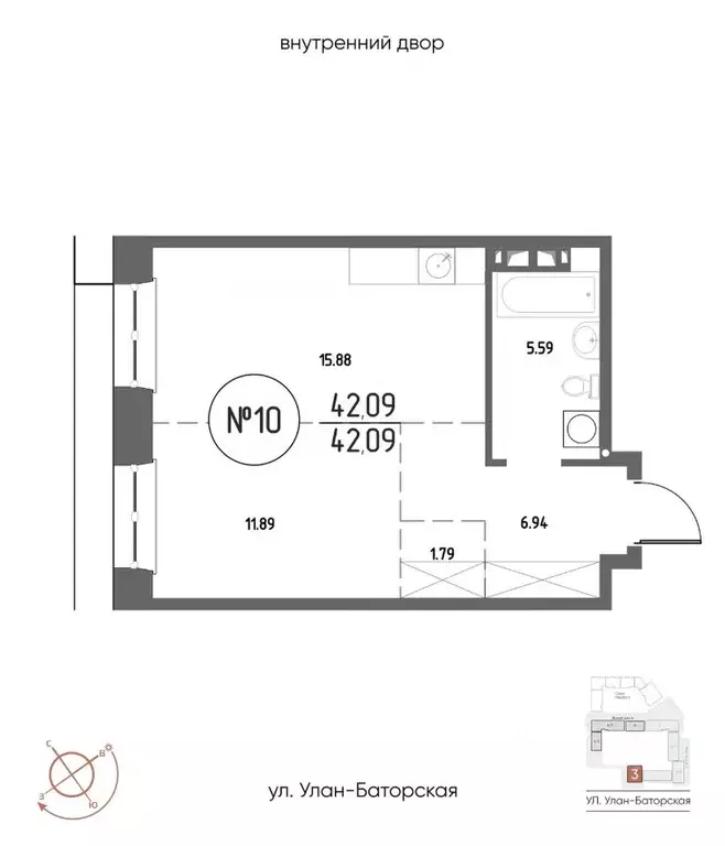1-к кв. Иркутская область, Иркутск Макс жилой комплекс (42.09 м) - Фото 1