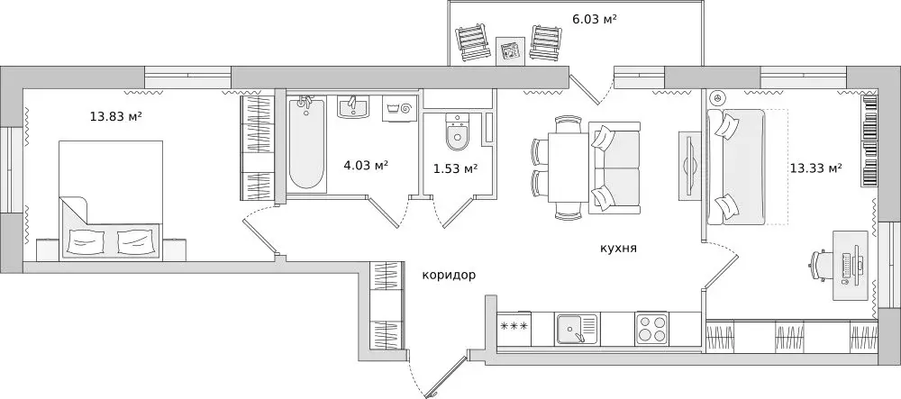 2-комнатная квартира: Бугры, Тихая улица, 7к3 (58.1 м) - Фото 0