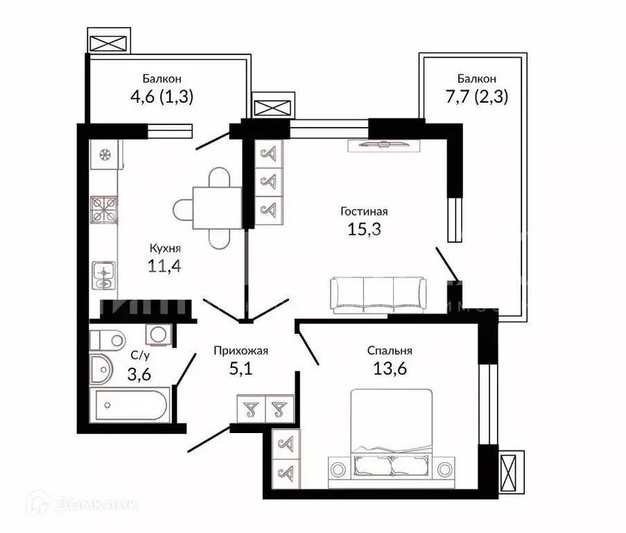2-комнатная квартира: Сочи, улица Искры, 66/10 (51 м) - Фото 0