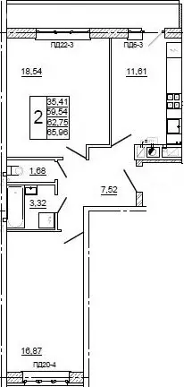 2-комнатная квартира: Смоленск, улица Крупской, 54Б (66.3 м) - Фото 1