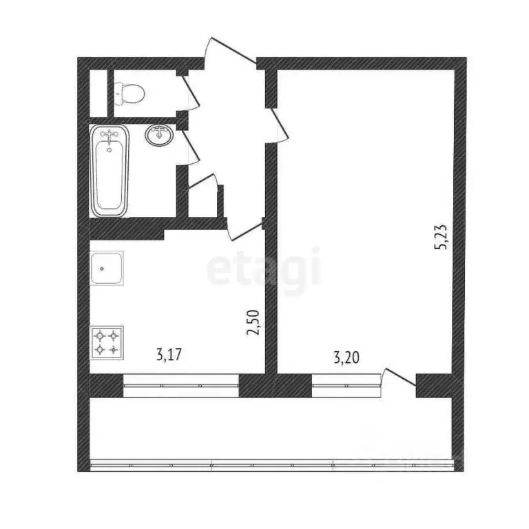 1-к кв. Белгородская область, Белгород ул. Губкина, 41 (32.0 м) - Фото 1