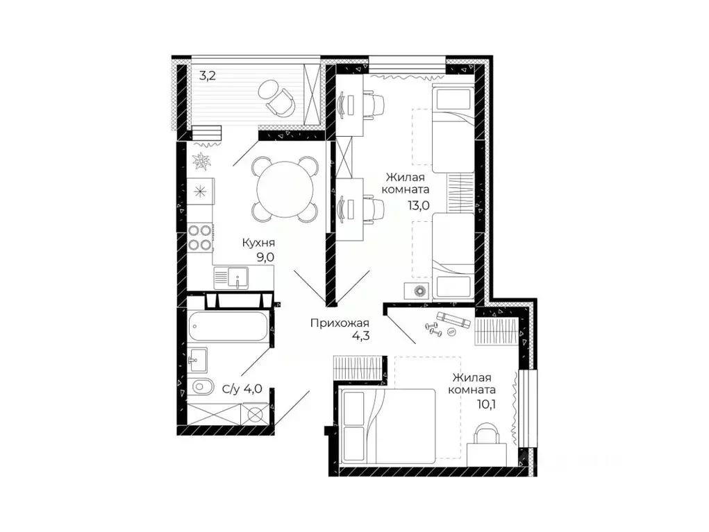 2-к кв. Ростовская область, Аксай  (42.0 м) - Фото 2