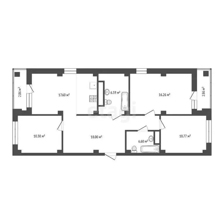 3-комнатная квартира: Тюмень, улица Валентины Трофимовой, 6 (83.6 м) - Фото 1