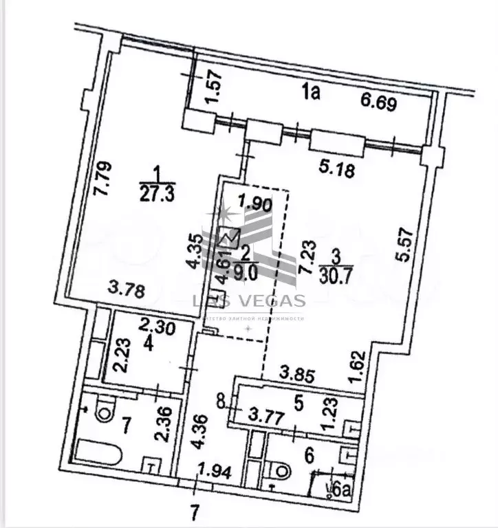 2-к. квартира, 95,9 м, 4/8 эт. - Фото 0