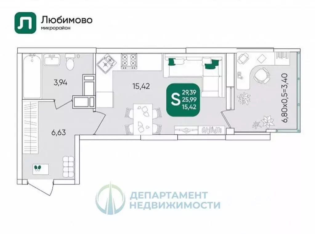 Студия Краснодарский край, Краснодар Любимово мкр, Доброта кв-л,  ... - Фото 1