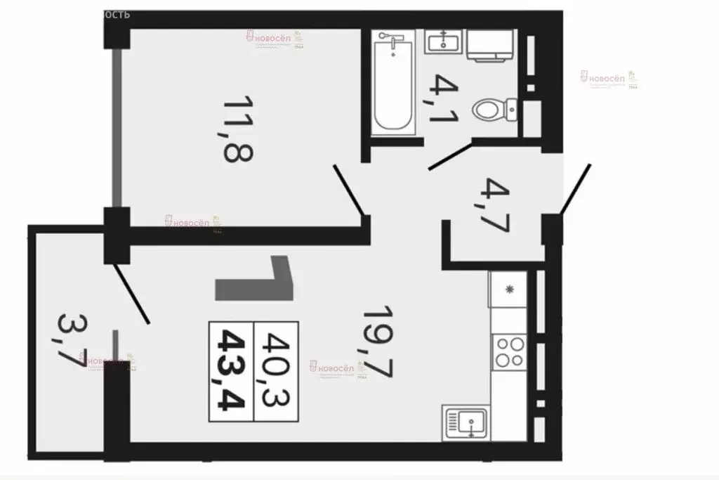 1-комнатная квартира: Екатеринбург, улица Шаумяна, 20 (35 м) - Фото 1