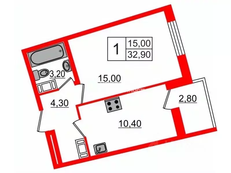 1-к кв. Санкт-Петербург Комендантский просп., 60к3 (35.0 м) - Фото 2